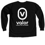 Valor Christian Academy, a Black Comfort Colors Long Sleeve Tee (back-view)