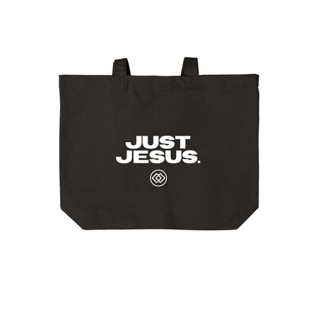 JUST JESUS prayer room tote, a Deep Black Cotton Canvas Tote Bag
