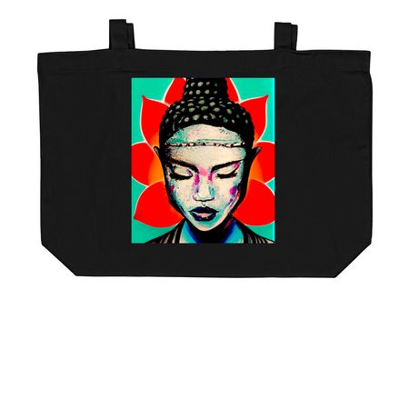 Saint Fleur, a Black Large Organic Cotton Tote Bag