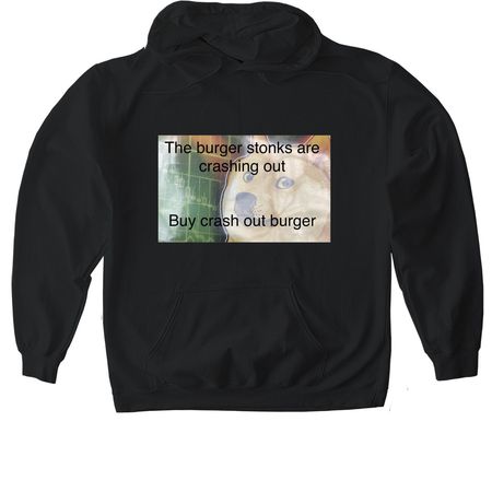 THE BURGER STONKS, a Black Gildan Softstyle Pullover Hoodie