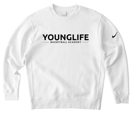 YLBA Basics (BT), a White Nike Club Fleece Crewneck Sweatshirt