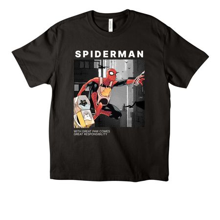 With Great Paw |&nbsp;Spider-Man Edition, a Black Unisex Heavyweight Tee