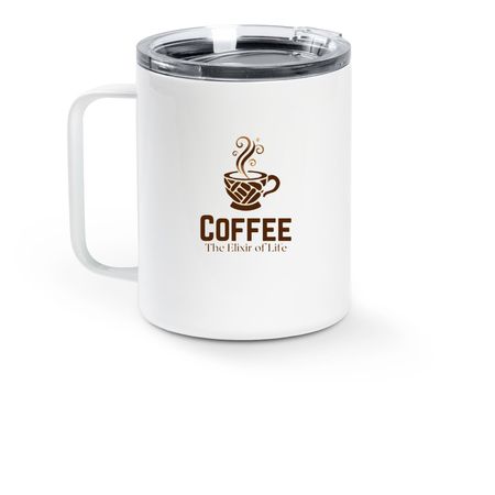 Coffee The Elixir Of Life, a White Stainless Steel Travel Mug (back-view)