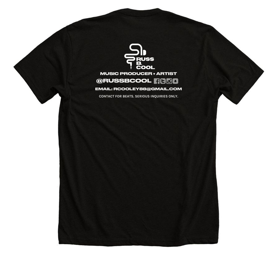 Russ B. Cool, a Solid Black Blend Premium Unisex Tee (back-view)