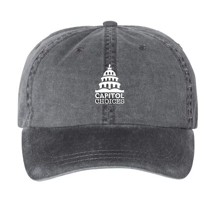 Capitol choices hats, a Black Printed Pigment Dye Baseball Cap