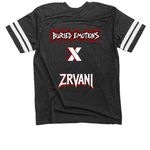ZRVANI & Buried Emotions Insidious design, a Vintage Smoke / White Football Jersey Tee (back-view)