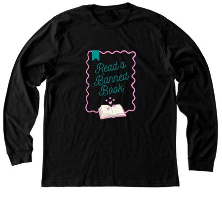 Read a Banned Book, a Black Heather Premium Long Sleeve Tee