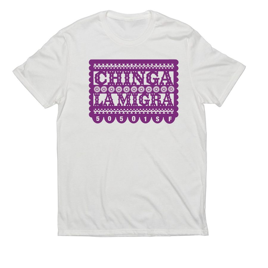 Chinga La Migra (purple), a Fairly White Allmade Eco Triblend Unisex Tee