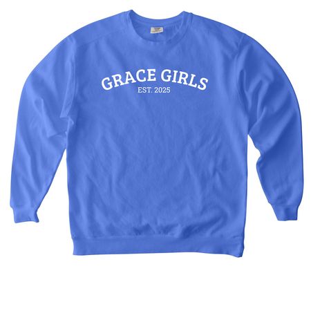 NEW! Grace Girls, a Flo Blue Comfort Colors Crewneck Sweatshirt