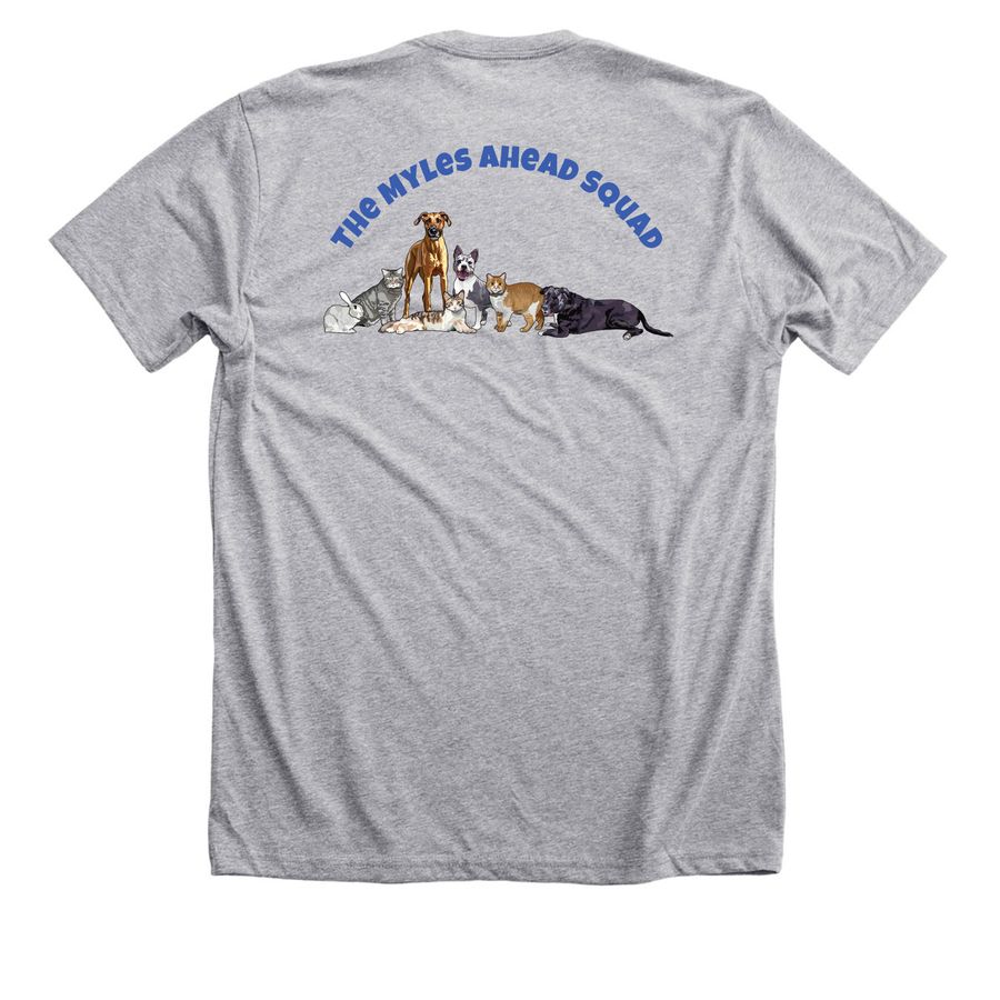 Myles Ahead Squad, a Athletic Heather Premium Unisex Tee (back-view)