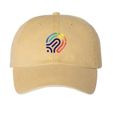 Ring Out Hat, a Mustard Printed Pigment Dye Baseball Cap