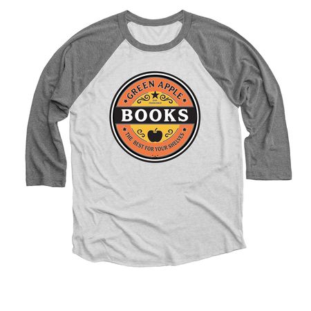 Green Apple Books&nbsp;, a Premium Heather and Heather White 3/4 Sleeve Baseball Tee