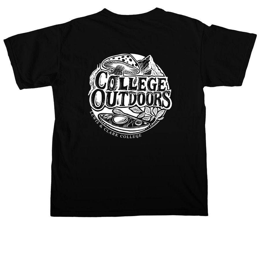 DARK COLORS College Outdoors Circle Logo Tops, a Black Comfort Colors Unisex Tee
