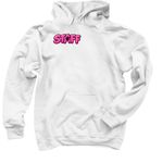 I Work For My Cats, a White Pullover Hoodie (back-view)