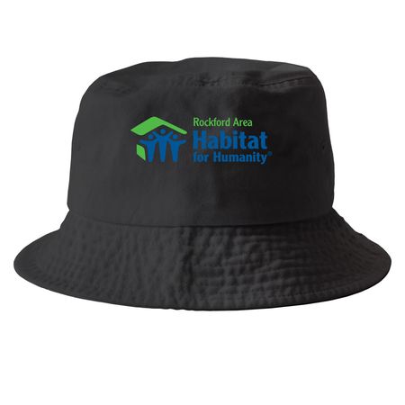 Habitat Logo Hats, a Black Printed Bucket Hat