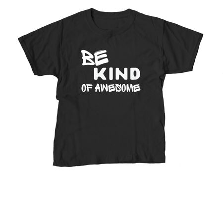 Be Kind of awesome on Front, TDK Logo back, a Black Youth Unisex Tee