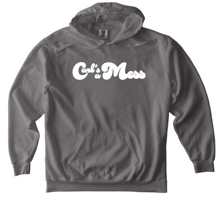 Carl's a Mess, a Grey Comfort Colors Pullover Hoodie