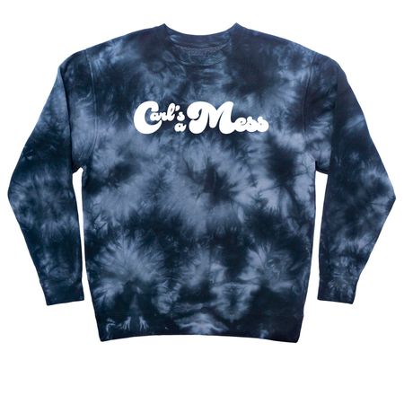 Carl's a Mess, a Black Tie Dye Crewneck Sweatshirt