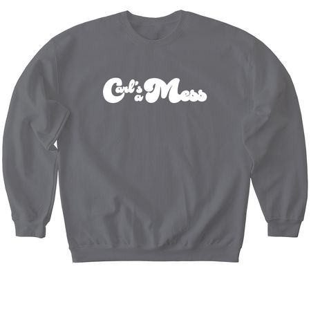 Carl's a Mess, a Charcoal Softstyle Crewneck Sweatshirt