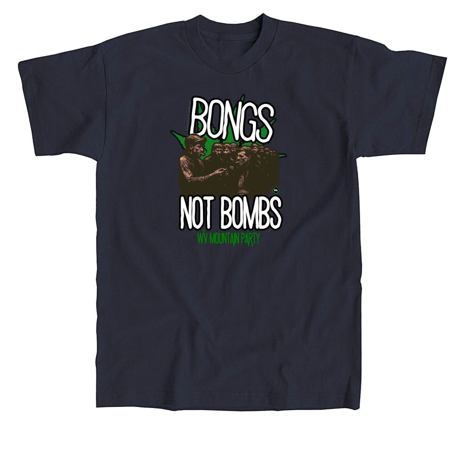? Not Bombs, a Navy Union Made Unisex Tee