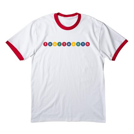 Fourteenth Twisters T-Shirt, a White/ Red Cotton Ringer Tee
