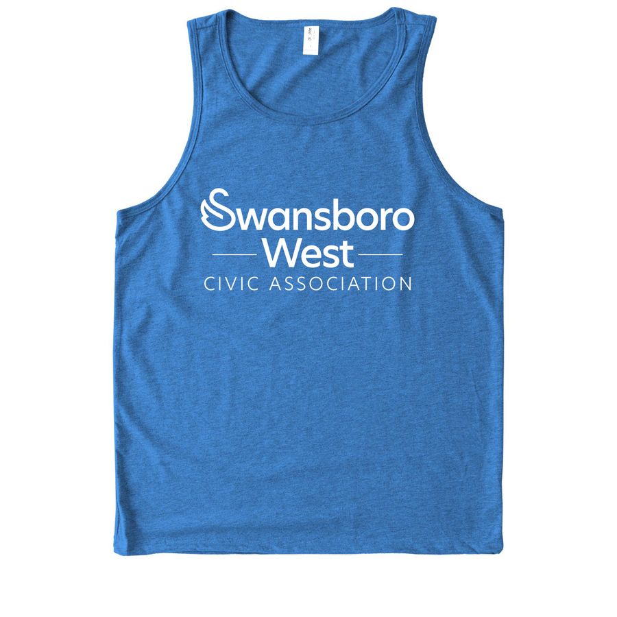 SWCA T-Shirts - White Logo on Front, a Azure Blue Allmade Eco Triblend Tank