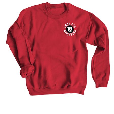 10 Year Anniversary T-Shirts and Sweatshirts, a Red Crewneck Sweatshirt