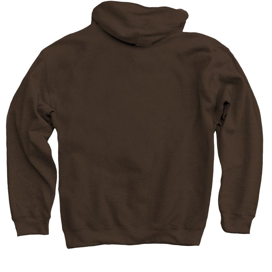 White Logo, a Dark Chocolate Pullover Hoodie (back-view)