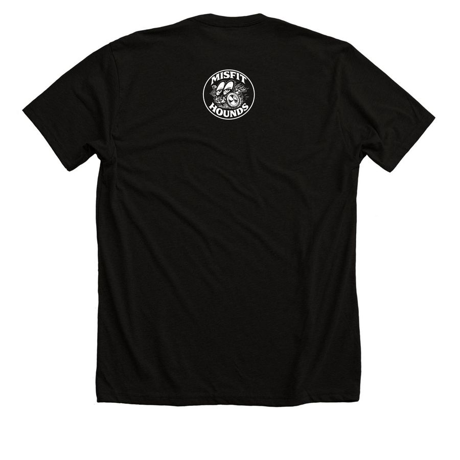 HOUND EYES, a Solid Black Blend Premium Unisex Tee (back-view)