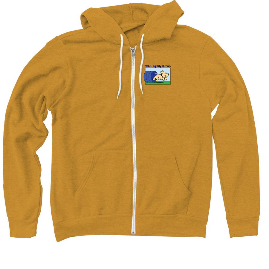 Small Full Color Logo: Shirts + Sweatshirts, a Heather Mustard Zip Up Hoodie