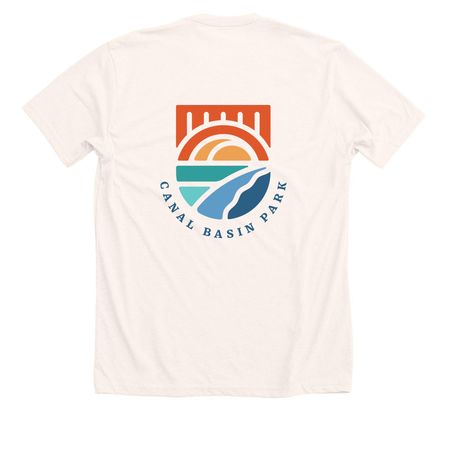 Canal Basin Shirt&nbsp;, a Heather Natural Premium Unisex Tee (back-view)