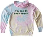 Summer 2026 Shirt- Youth Darker Font, a Sunset Swirl Youth Tie Dye Pullover Hoodie (back-view)