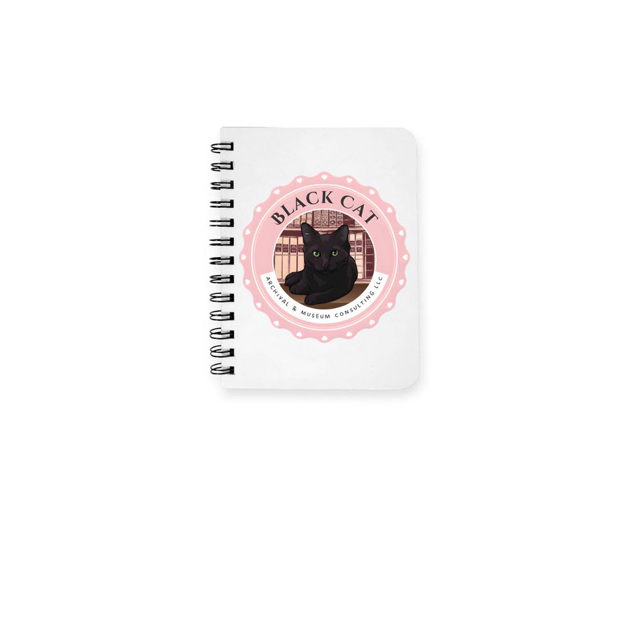 Black Cat Logo Notebook, a White Spiral Notebook