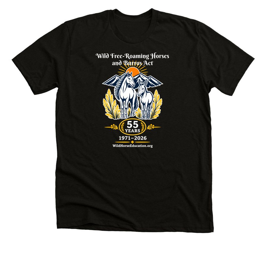 55 Years: Wild Horses and Burros, a Black Heather Premium Unisex Tee