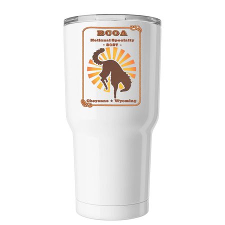Cowboy Tumbler 2027, a White Insulated Tumbler (back-view)