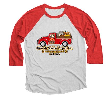 Limited Edition 2026 GMSP Fall Logo, a Red and Heather White 3/4 Sleeve Baseball Tee