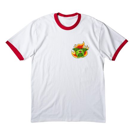Dragon Frog!, a White/ Red Cotton Ringer Tee