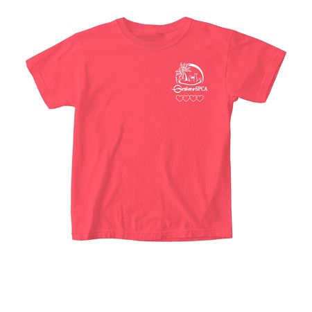 Oahu SPCA Hearts- The Warm Colors, a Watermelon Comfort Colors Youth Tee