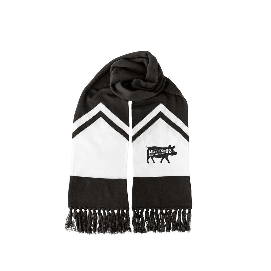 Logo Scarf, a Black/ White Two-Tone Gameday Scarf
