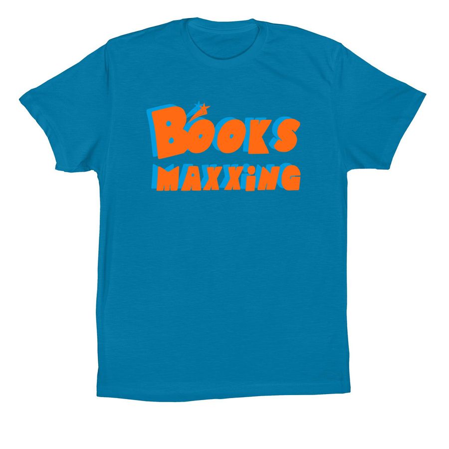 BOOKSMAXXING, a Electric Blue Premium Cotton Tee