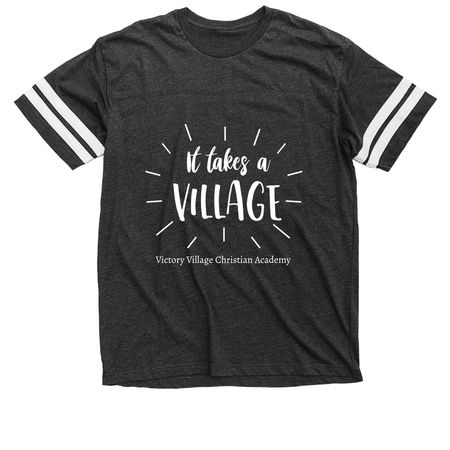 IT TAKES A VILLAGE, a Vintage Smoke / White Football Jersey Tee