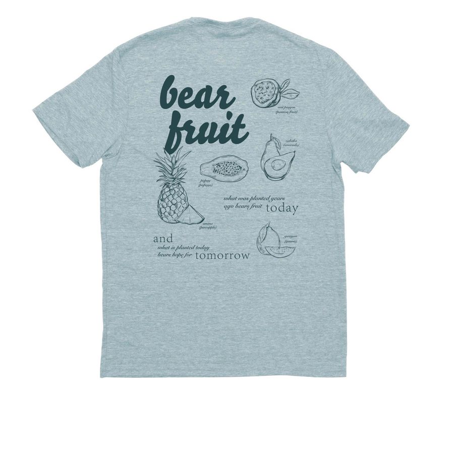 Bear Fruit Campaign Tee, a I Like You Blue Allmade Eco Triblend Unisex Tee (back-view)