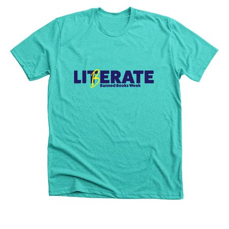 Liberate Banned Books Week, a Heather Sea Green Premium Unisex Tee