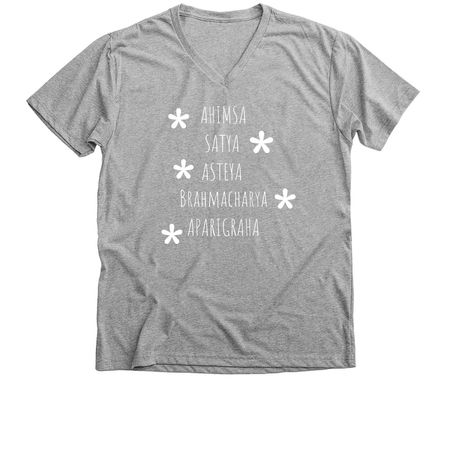 The Yamas Tee, a Athletic Heather Premium V-Neck Tee