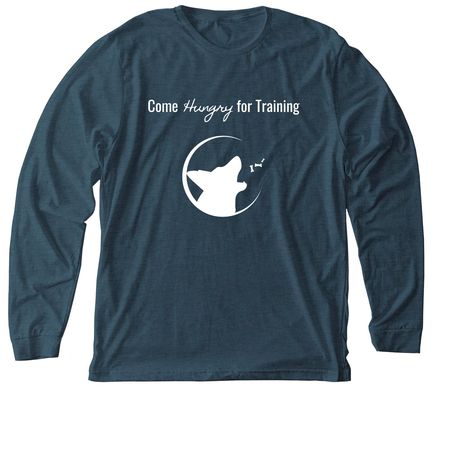 Hungry For Training, a Heather Slate Premium Long Sleeve Tee