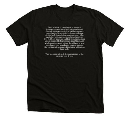 Dance Mission, a Black Heather Premium Unisex Tee