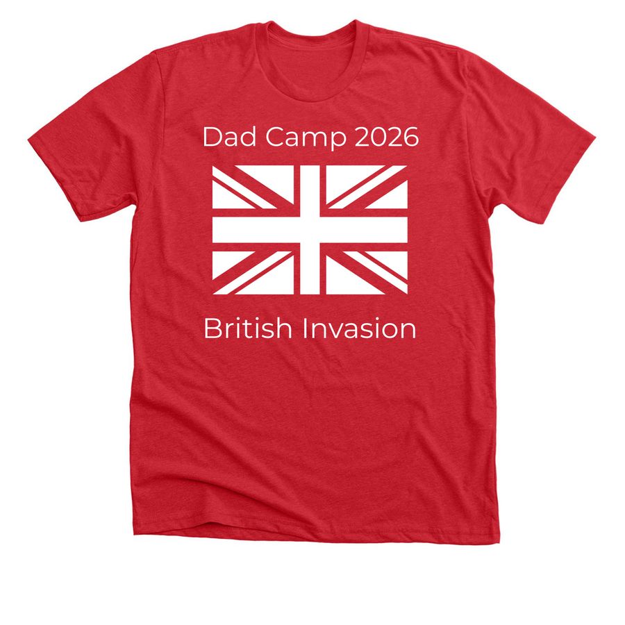 Dad Camp 2026, a Heather Red Premium Unisex Tee