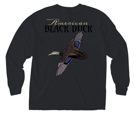 Black Duck Tee, a Black Comfort Colors Long Sleeve Pocket Tee (back-view)
