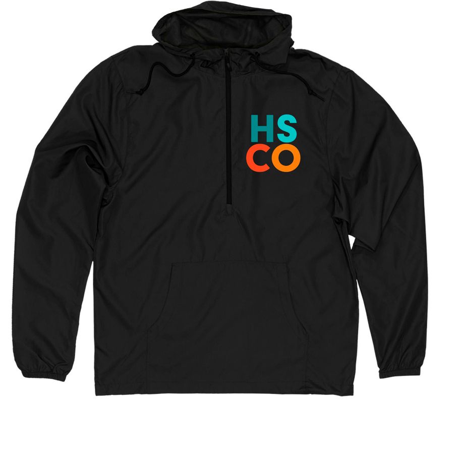HSCO- Logo Wear, a Black Quarter-Zip Windbreaker
