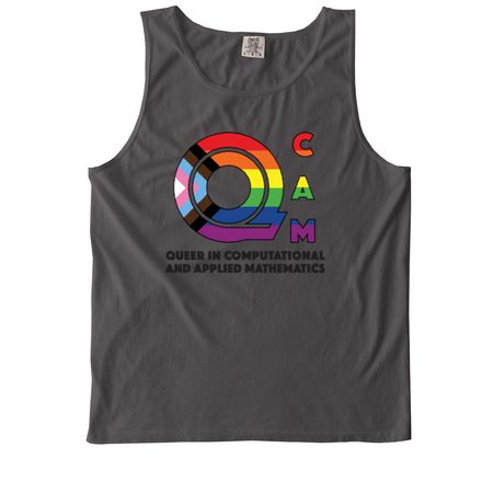 QCAM Progress Pride Logo, a Pepper Comfort Colors Tank Top